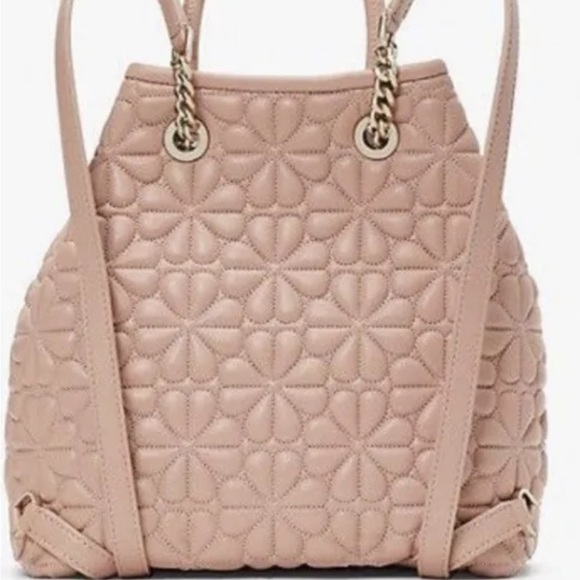 Kate Spade Bloom Medium Quilted Nappa Leather Backpack Flapper Pink $398 New - Picture 2 of 9